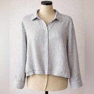 Christian Siriano Blue and White Striped Linen Shirt